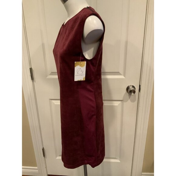 BCBG Max Azria Maroon Faux Suede Karlee Sleeveless Shift Dress, Size Small - Picture 5 of 8